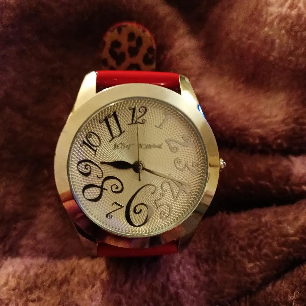 Betsey Johnson Red leather BJ2142 Analog Quartz Ladies Watch